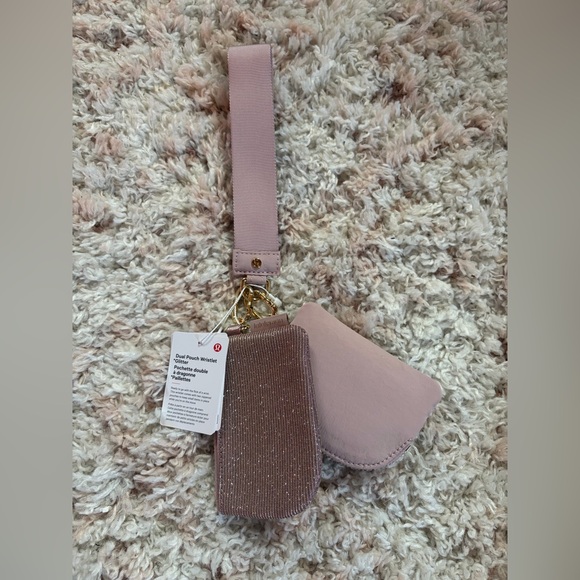 Lululemon Dual Pouch Wristlet Glitter Pink Champagne/Mink Berry/Gold NWT - Picture 8 of 9